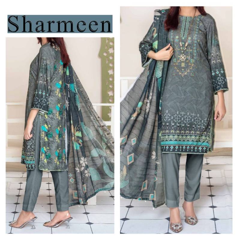 Staple Linen Embroidered Suit (1397-009) Fatima's Collection