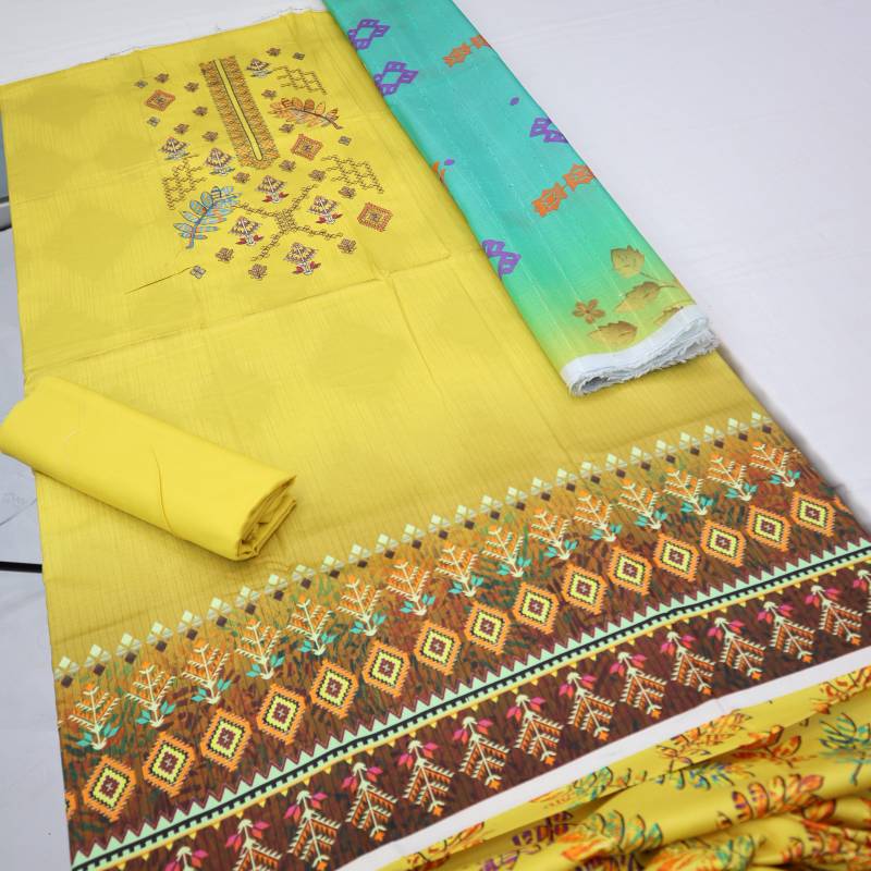 Staple Linen Embroidered Suit (1397-007) Fatima's Collection