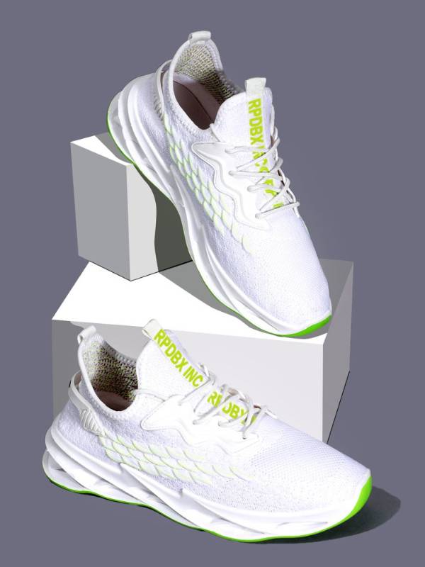 RapidBox Men White-Green Sneakers