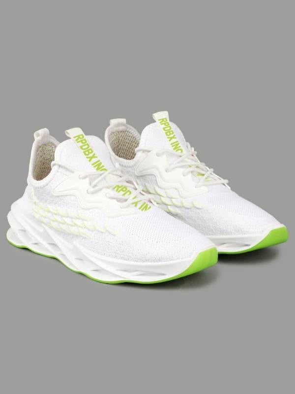 RapidBox Men White-Green Sneakers