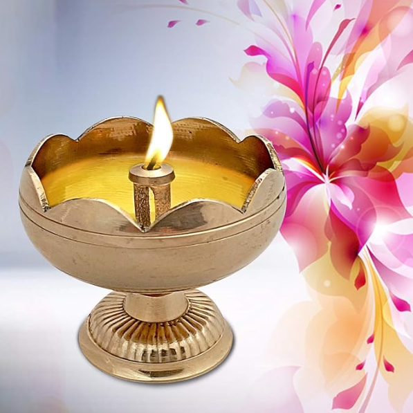 Pure Brass Handcrafted Diya for Pooja Oil Lamp Diya (Height 4 cm)