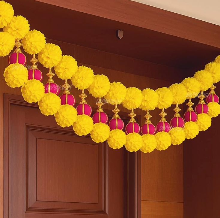 Marigold/Genda Handmade Traditional Door Hanging/Bandarwal/Toran for Door,Size - 37 Inch