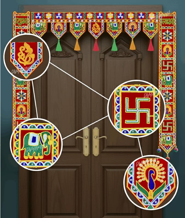 Traditional Rajasthani Toran with Side Hangings for Main Door- 40 inch|Bandhanwar Door Hanging for Home Entrance | Colorful Festive Decor Toran for Diwali, Housewarming