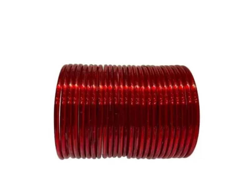Traditional Red Plain Glass Bangles for Women & Girls (pack of 24)