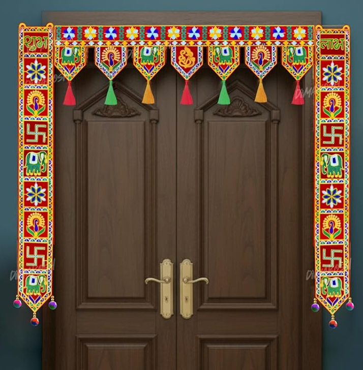 Traditional Rajasthani Toran with Side Hangings for Main Door- 40 inch|Bandhanwar Door Hanging for Home Entrance | Colorful Festive Decor Toran for Diwali, Housewarming