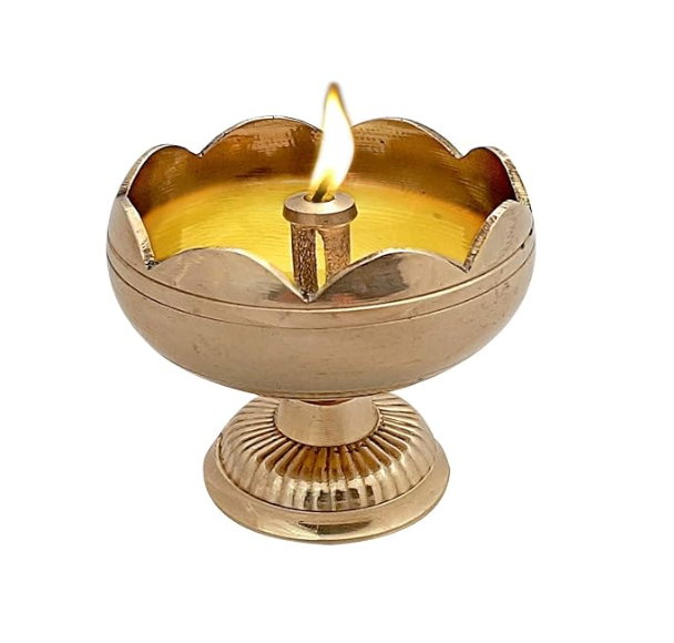 Pure Brass Handcrafted Diya for Pooja Oil Lamp Diya (Height 4 cm)