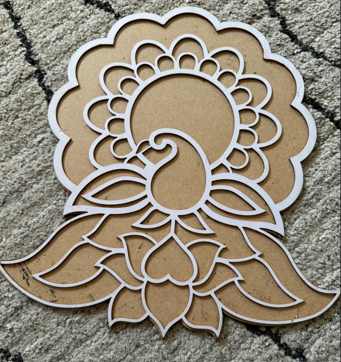 Portable Rangoli (11 inches) Stencil for Decor DIY Craft Reusable Templates for Floor Table Just Fill with Rangoli Atta or Grains for Navratri - Model1