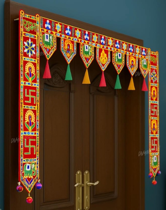 Traditional Rajasthani Toran with Side Hangings for Main Door- 40 inch|Bandhanwar Door Hanging for Home Entrance | Colorful Festive Decor Toran for Diwali, Housewarming
