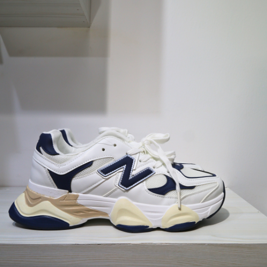 Sleek and Affordable men white and blue sneakers