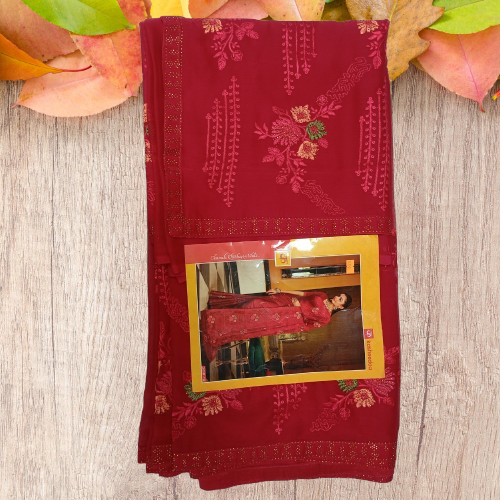 RG Pure Shipon embroidery work Saree -RNS014