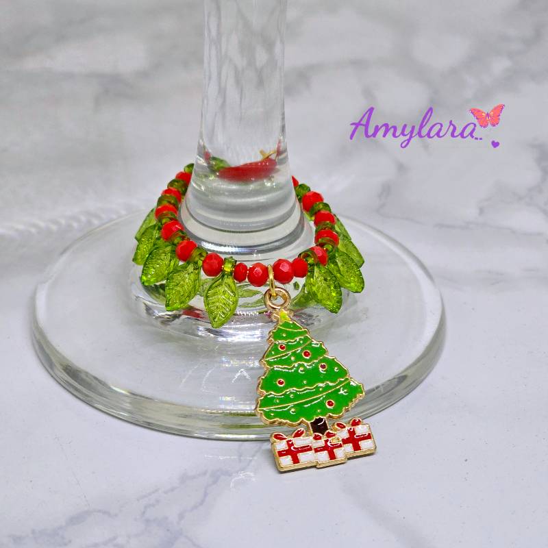 Charms de copas - Navidad dorada (Modelo C)