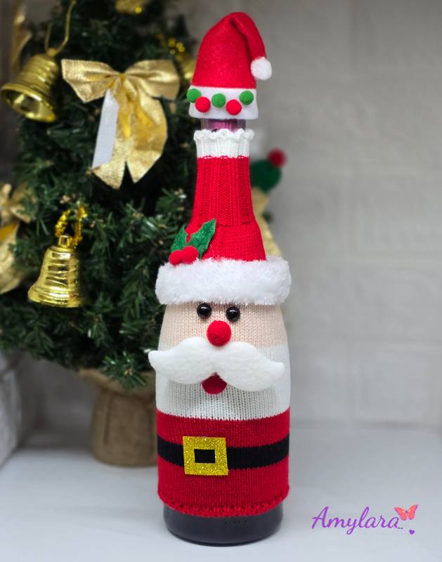 Funda Navideña de Botella - Papa Noel