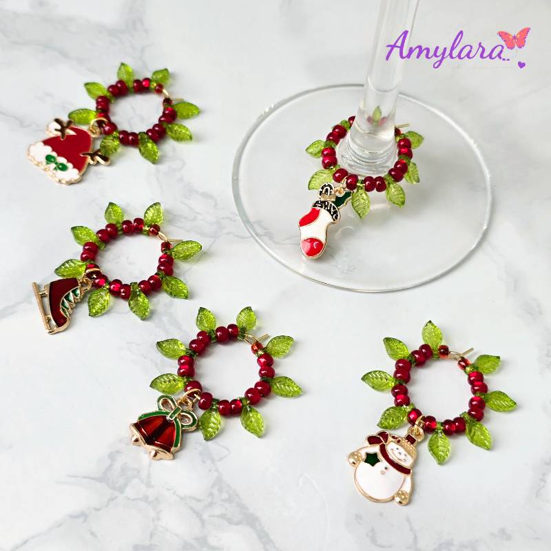 Charms de copas - Navidad dorada (Modelo E)