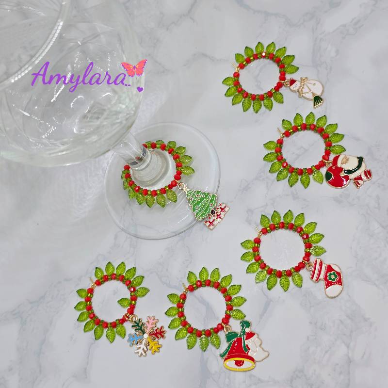 Charms de copas - Navidad dorada (Modelo C)