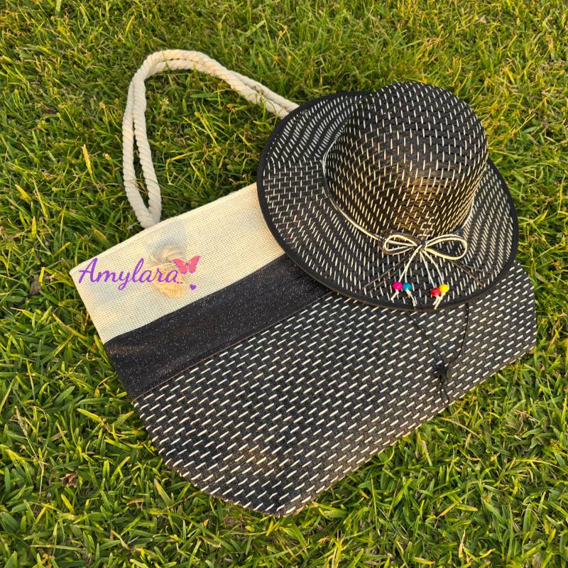 Bolso y sombrero playero