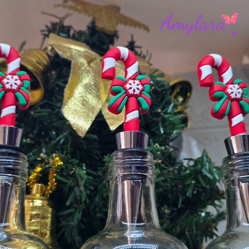 Tapón de Botella - Bastón Navideño 3D