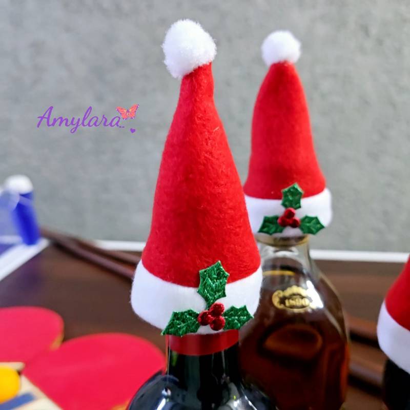 Gorritos navideños para botellas - Muerdago (x5)