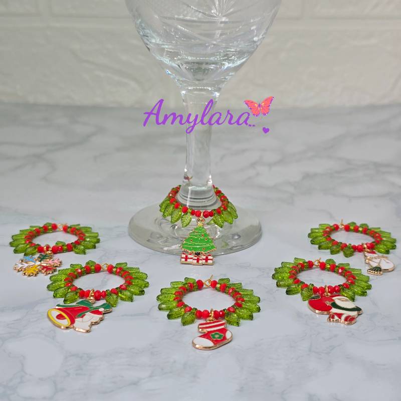 Charms de copas - Navidad dorada (Modelo C)