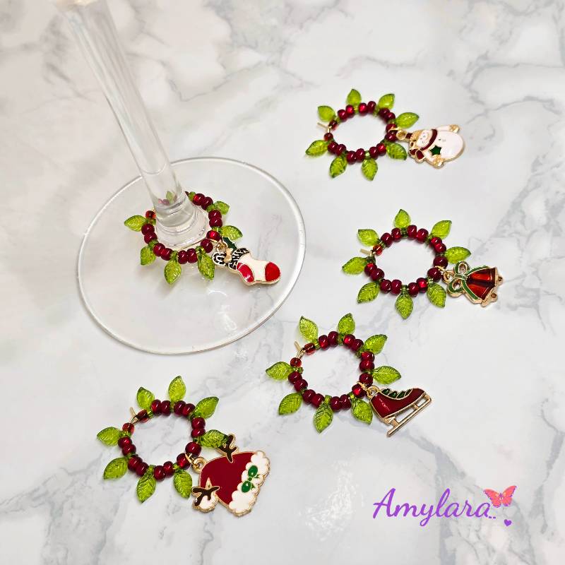 Charms de copas - Navidad dorada (Modelo E)