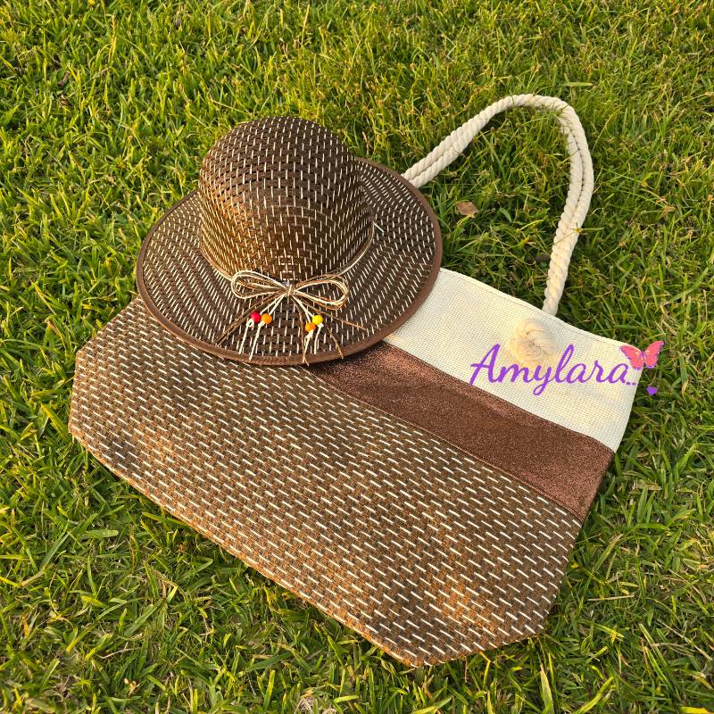 Bolso y sombrero playero