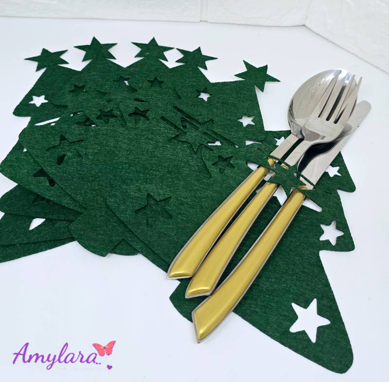 Porta Cubierto Navideño Verde