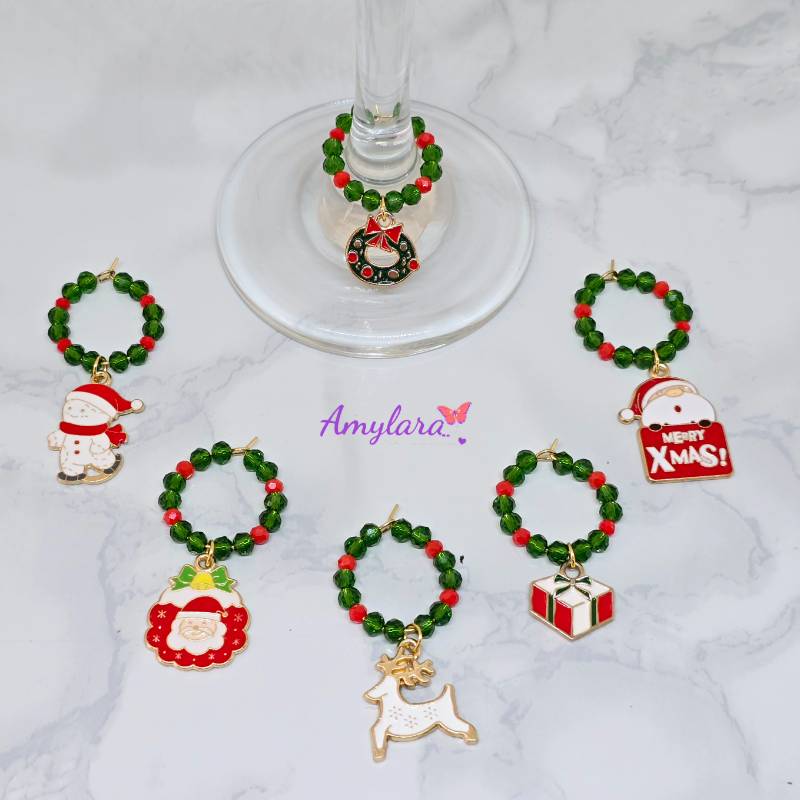 Charms de copas - Navidad dorada (Modelo F)