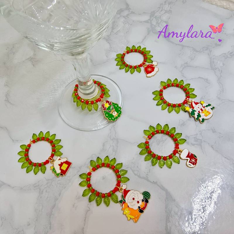 Charms de copas - Navidad dorada (Modelo A)