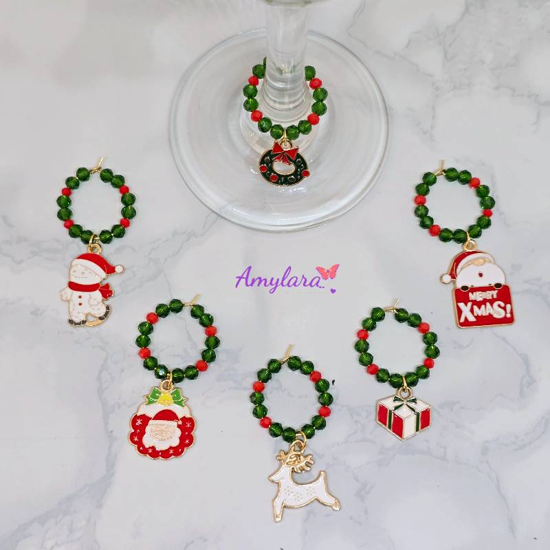 Charms de copas - Navidad dorada (Modelo F)