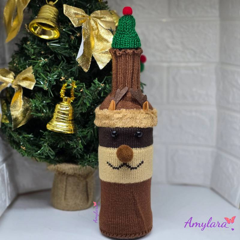 Funda Navideña de Botella - Reno