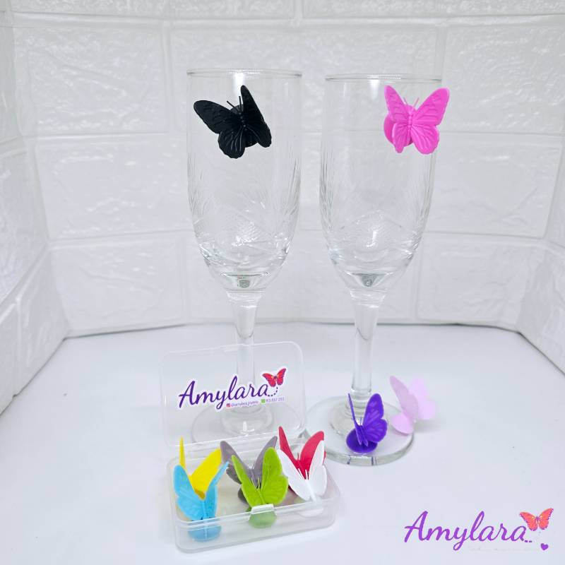 Marcador de Copas y Vasos - Mariposa 3D (x5)
