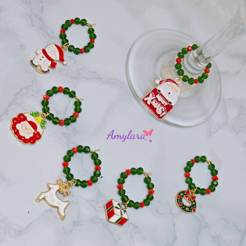 Charms de copas - Navidad dorada (Modelo F)