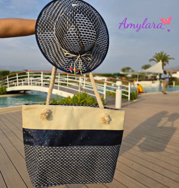 Bolso y sombrero playero