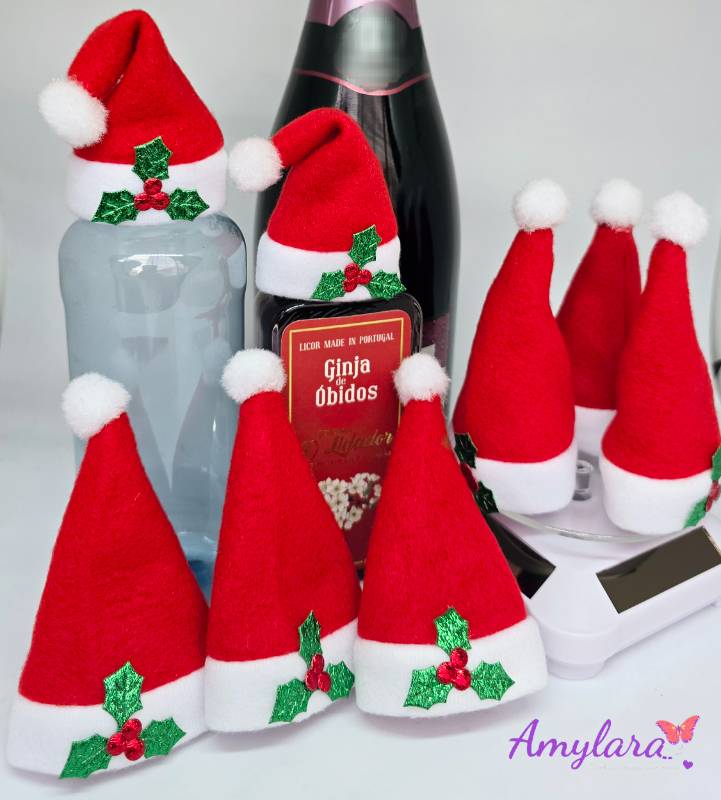 Gorritos navideños para botellas - Muerdago (x10)