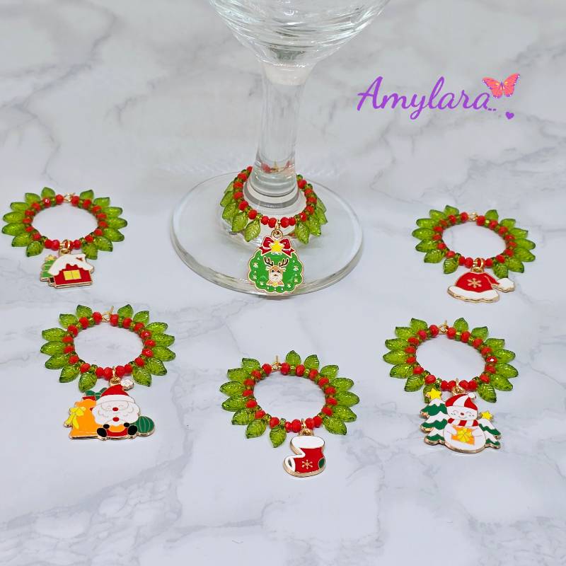 Charms de copas - Navidad dorada (Modelo A)