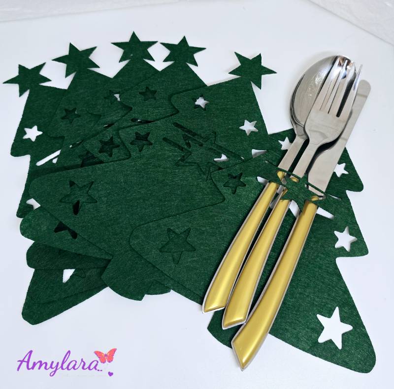 Porta Cubierto Navideño Verde