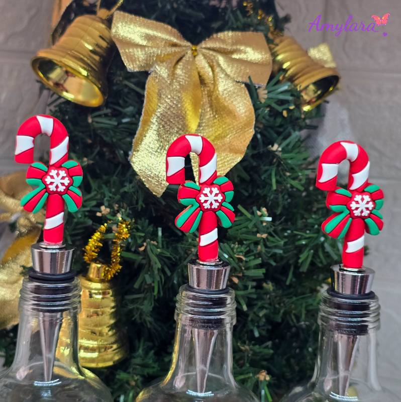 Tapón de Botella - Bastón Navideño 3D