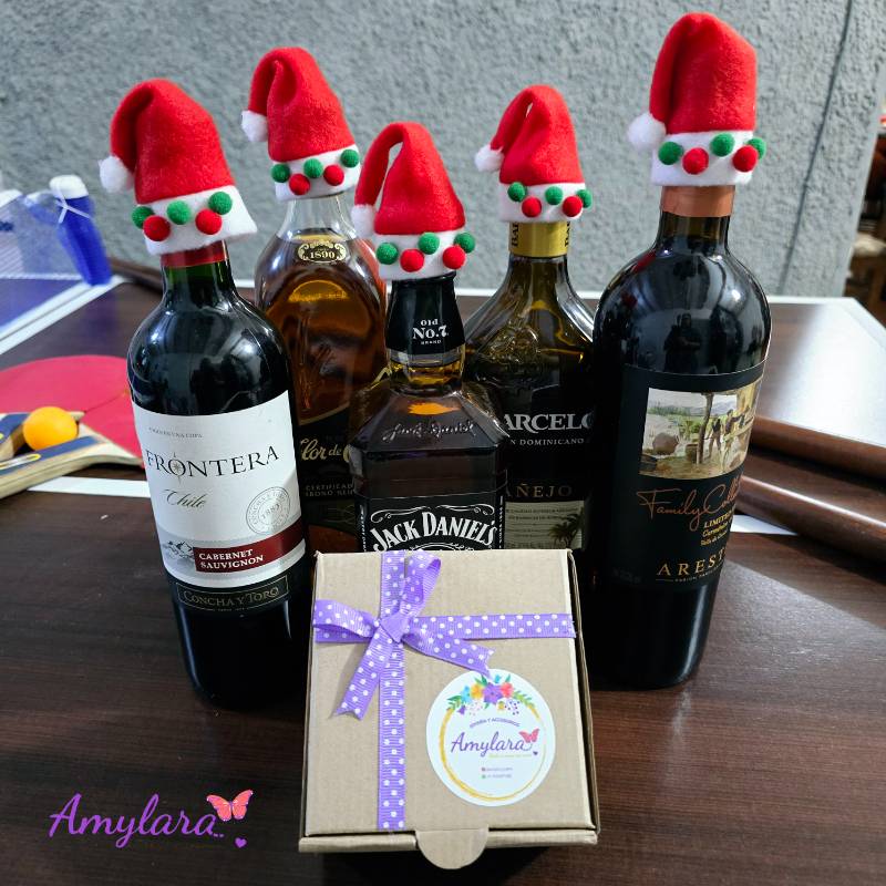 Gorritos navideños para botellas Puntitos (x10)