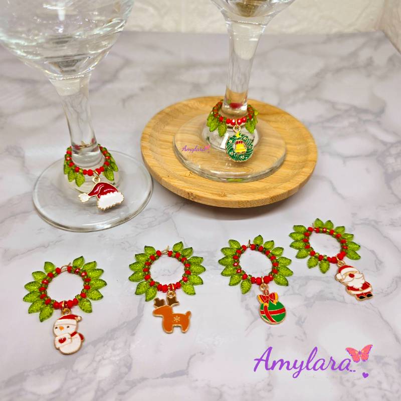 Charms de copas - Navidad dorada (Modelo D)