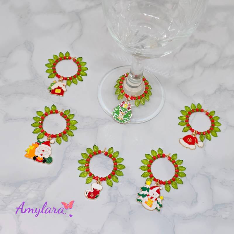 Charms de copas - Navidad dorada (Modelo A)