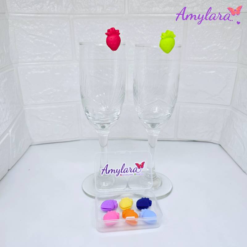 Marcador de Copas y Vasos - Fresa 3D (x8)