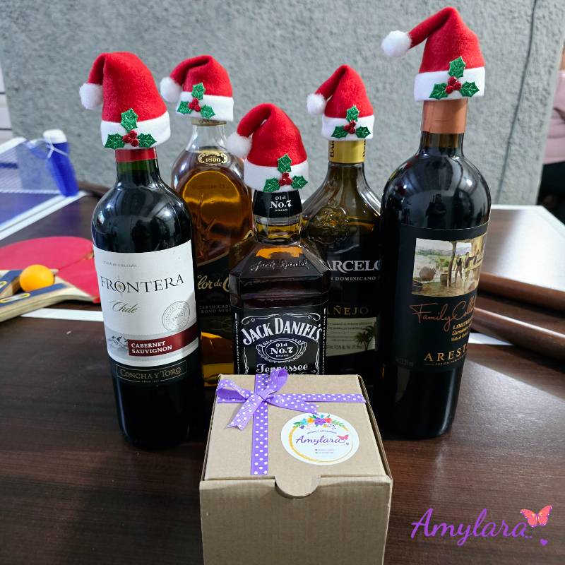 Gorritos navideños para botellas - Muerdago (x5)