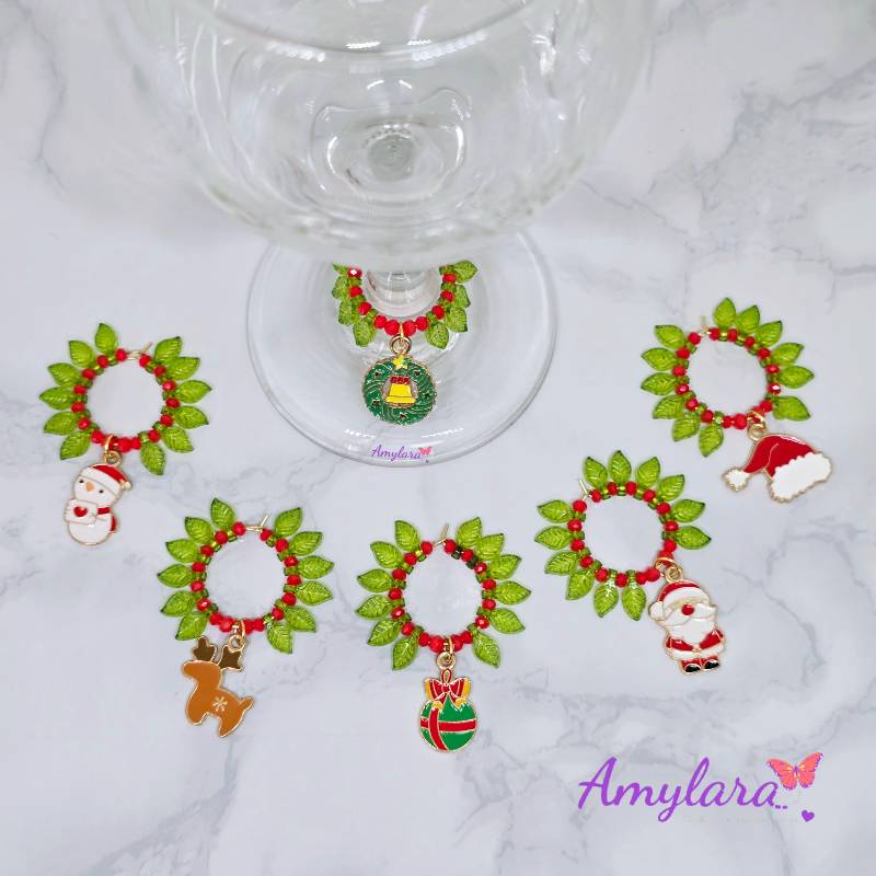 Charms de copas - Navidad dorada (Modelo D)
