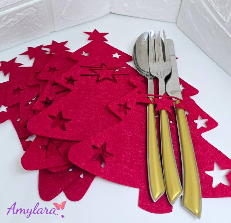 Porta Cubierto Navideño Rojo