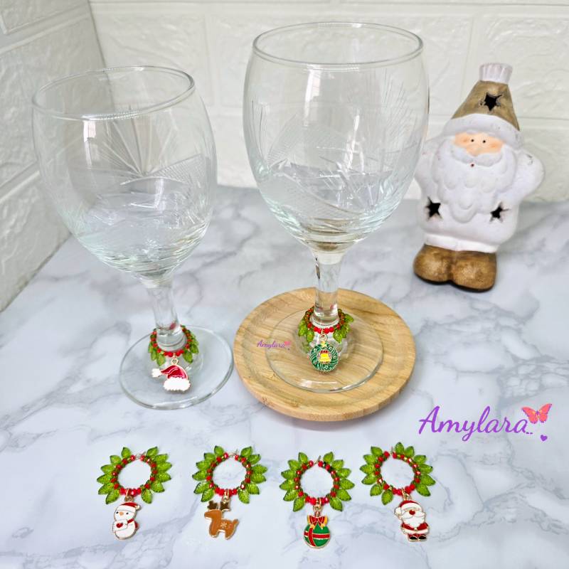 Charms de copas - Navidad dorada (Modelo D)