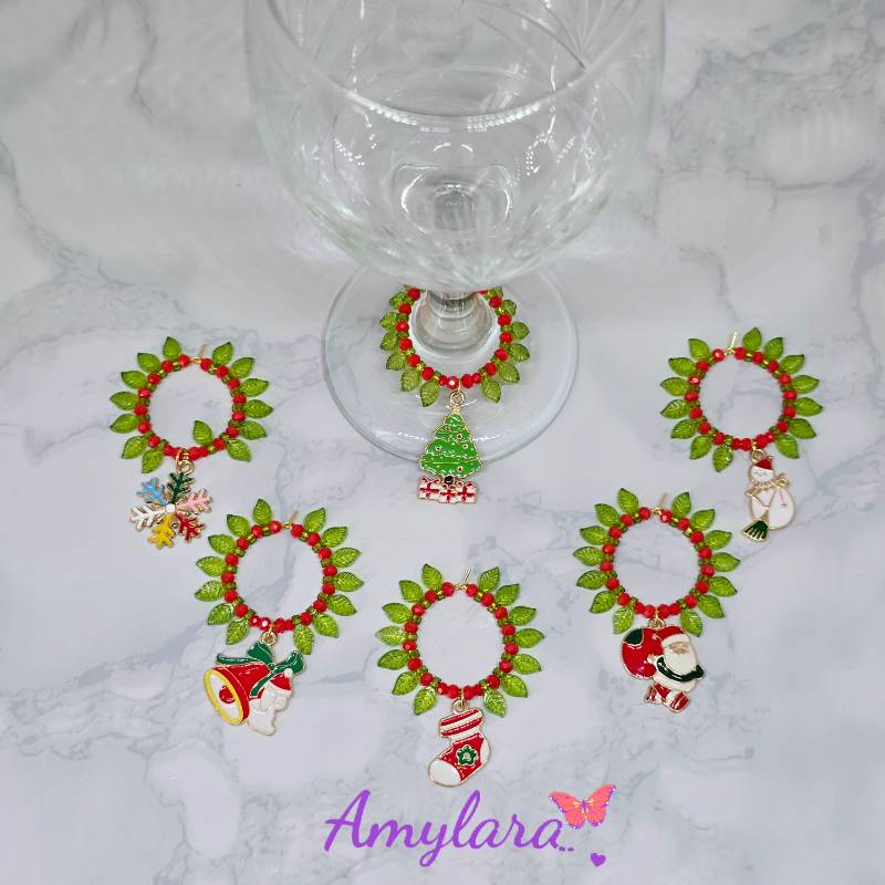 Charms de copas - Navidad dorada (Modelo C)