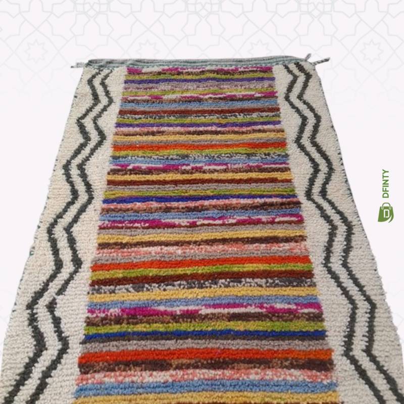 Tapis Berbère Marocain à Motifs Rayés