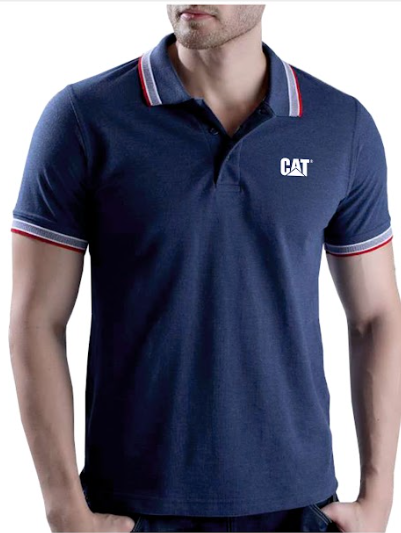 Navy Blue with red tipping Collar polo- Cotton