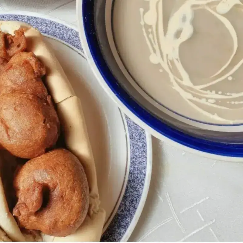 Millet drink with beans cake/Bread