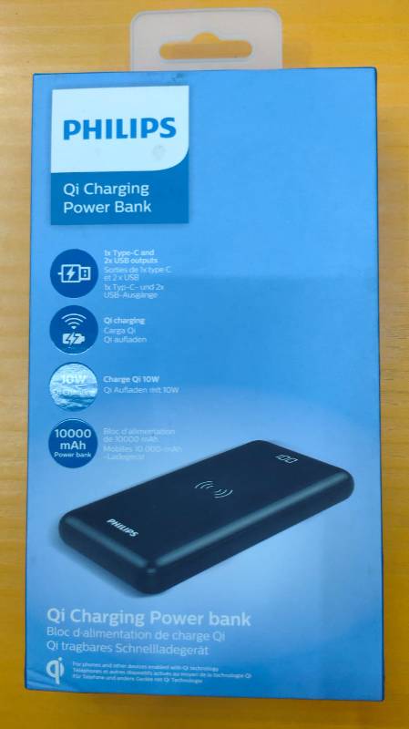 Philips 10,000 mAh Type C & USB 10W QI Charging Powerbank