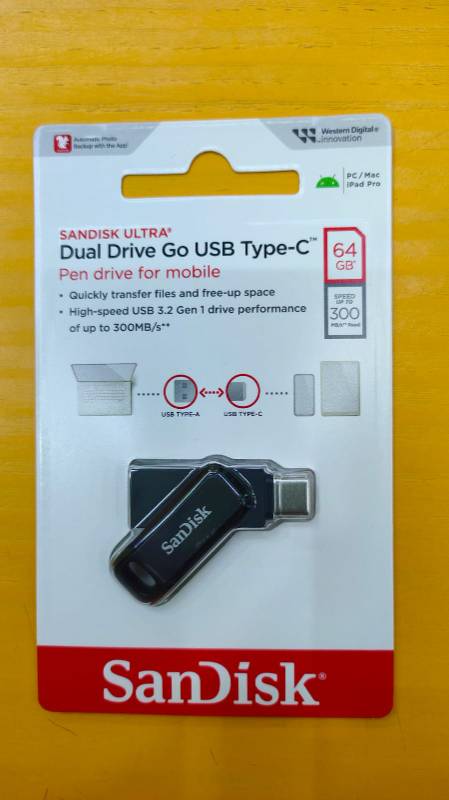 SanDisk Ultra 64GB USB Type C Mobile Pendrive, Upto 300 Mb/s